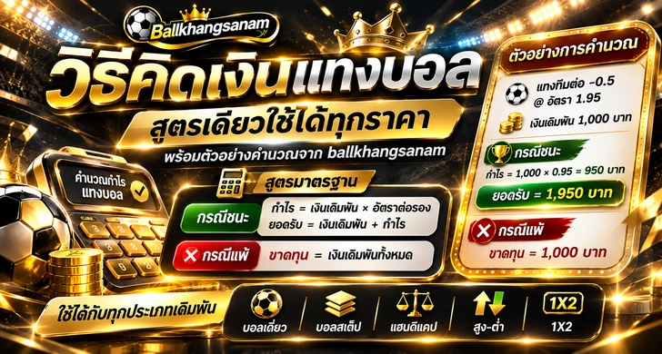 วิธีคิดเงินแทงบอล ชนะเต็ม แพ้ คืนทุน และบอลสเต็ป แยกตามราคาฮ่องกง มาเลย์ ยุโรป รู้ยอดได้เสียก่อนยืนยัน พร้อมวิธีเช็กว่าตรงกับยอดในบิล